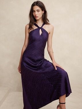 Banana Republic TWIST-FRONT COLUMN MAXI DRESS Deep Highland Purple XL